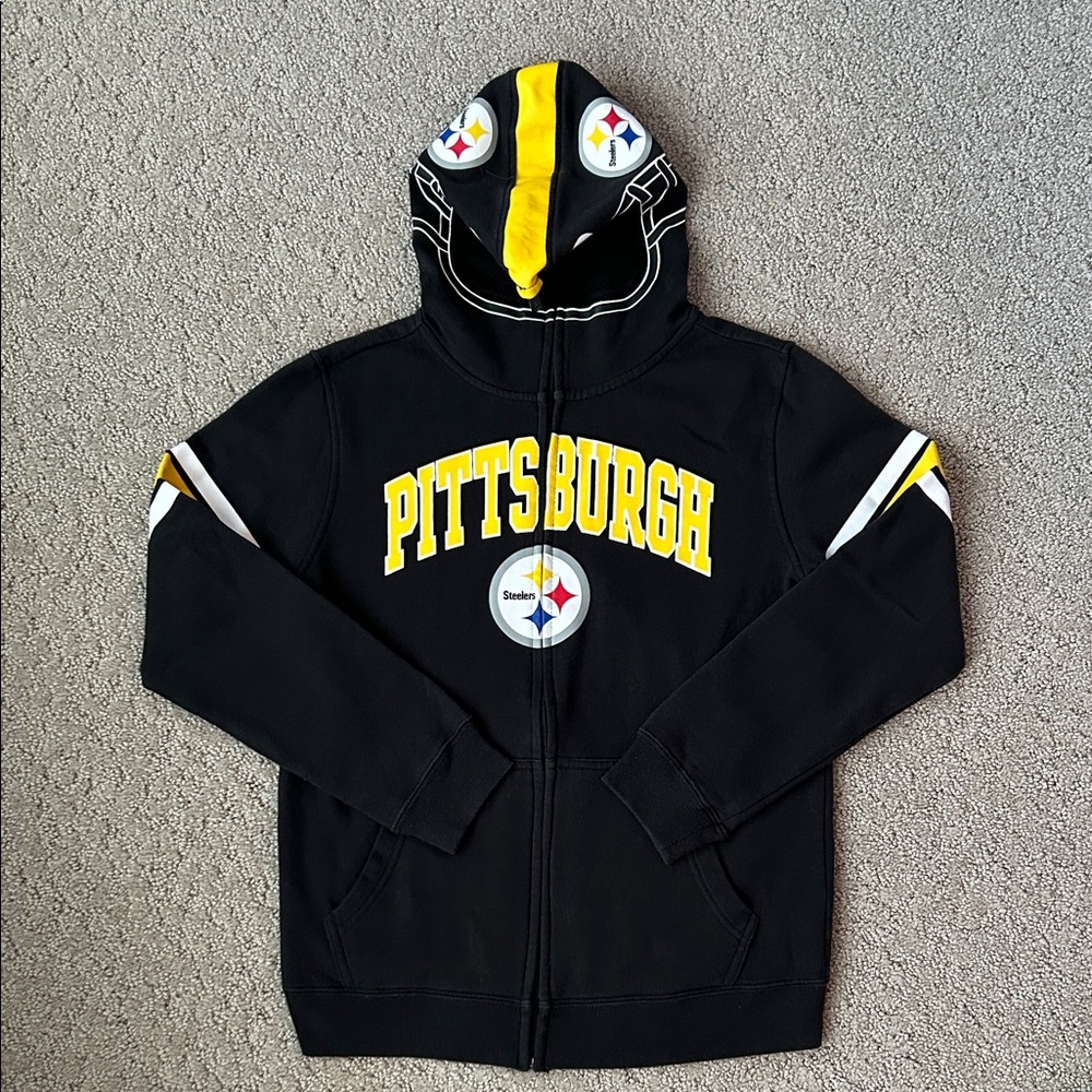 NFL Pittsburgh Steelers Youth Hoodie Football Zip-up Sweatshirt Large 14/16